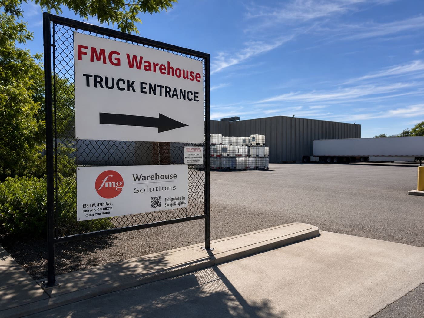 FMG Warehouse truck entrance sign